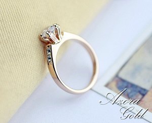 Кольцо Позолоченное розовым золотом 750 пробы (18K Gold Plated) кольцо c супер блестящими прозрачными австрийскими кристаллами Swarovski Stellux и многогранным фианитом!