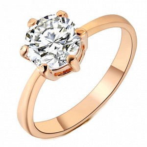 Кольцо Позолоченное розовым золотом 750 пробы (18K Gold Plated) кольцо c супер блестящим многогранным фианитом! Размер камня: 7 мм. Роскошное колечко!!!