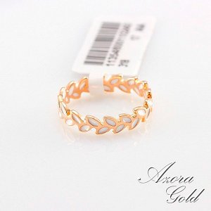 Кольцо Позолоченное розовым золотом 750 пробы (18K Gold Plated) кольцо в виде лепестков c эмалью!