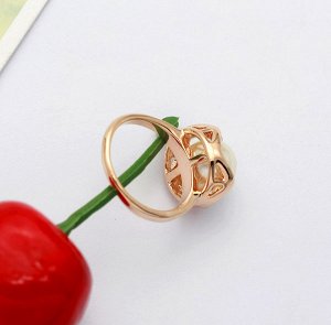 Кольцо Позолоченное розовым золотом 750 пробы (18K Gold Plated) кольцо c матовой жемчужиной и австрийскими кристаллами Swarovski Stellux!