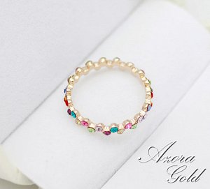 Кольцо Позолоченное розовым золотом 750 пробы (18K Gold Plated) кольцо c цветными кристаллами Swarovski Stellux!