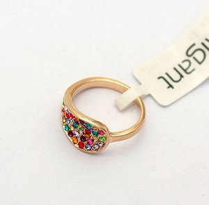 Кольцо Позолоченное розовым золотом 750 пробы (18K Gold Plated) кольцо c супер блестящими разноцветными австрийскими кристаллами Swarovski Stellux! Цвет Российского золота, один в один, не отличить!
