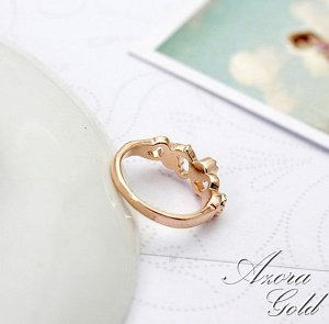 Кольцо Позолоченное розовым золотом 750 пробы (18K Gold Plated) кольцо в виде трех сердечек с кристаллами Swarovski Stellux! Непринужденное и милое колечко!