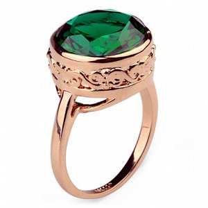 Кольцо Позолоченное розовым золотом 750 пробы (18K Gold Plated) кольцо c большим зеленым австрийским кристаллом Swarovski Stellux! Цвет Российского золота, один в один, не отличить!