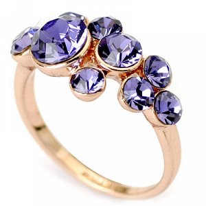 Кольцо Позолоченное розовым золотом 750 пробы (18K Gold Plated) кольцо словно ,Веточка Сирени, из рассыпанных сиреневых австрийских кристаллов Swarovski Stellux, просто волшебное колечко!