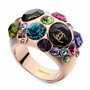 Кольцо Позолоченное розовым золотом 750 пробы (18K Gold Plated) кольцо c супер блестящими разноцветными кристаллами Swarovski Stellux! Цвет Российского золота, один в один, не отличить!
