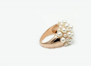 Кольцо Позолоченное розовым золотом 750 пробы (18K Gold Plated) кольцо c матовыми жемчужинами! Цвет Российского золота, один в один, не отличить!