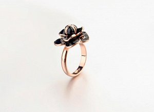 Кольцо Позолоченное розовым золотом 750 пробы (18K Gold Plated) кольцо покрытое качественной черной глянцевой эмалью! Цвет Российского золота!