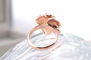 Кольцо Позолоченное розовым золотом 750 пробы (18K Gold Plated) кольцо покрытое качественной белой глянцевой эмалью! Цвет Российского золота!