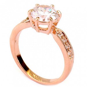 Кольцо Позолоченное розовым золотом 750 пробы (18K Gold Plated) кольцо с красивым многогранным фианитом и супер блестящими кристаллами Swarovski Stellux, невероятно привлекательное кольцо, по красоте 