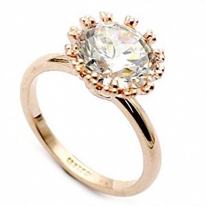 Кольцо Позолоченное розовым золотом 750 пробы (18K Gold Plated) кольцо ,Хрустальная Снежинка, с красивым и многогранным фианитом, невероятно привлекательное кольцо, по красоте и по блеску затмит любое