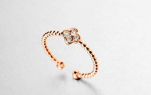 Кольцо Позолоченное розовым золотом 750 пробы (18K Gold Plated) кольцо c супер блестящими прозрачными многогранными фианитами!