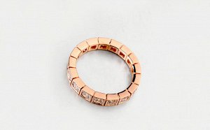 Кольцо Позолоченное розовым золотом 750 пробы (18K Gold Plated) кольцо c супер блестящими многогранными фианитами!