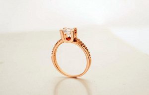 Кольцо Позолоченное розовым золотом 750 пробы (18K Gold Plated) кольцо c супер блестящими разноцветными многогранными фианитами! Цвет Российского золота, один в один, не отличить!