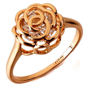 Кольцо Позолоченное розовым золотом 750 пробы (18K Gold Plated) кольцо c супер блестящим прозрачным многогранным фианитом! Цвет Российского золота, один в один, не отличить!
