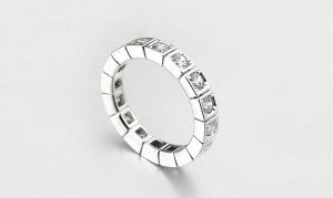 Кольцо Позолоченное белым золотом 750 пробы (18K Gold Plated) кольцо c супер блестящими многогранными фианитами!