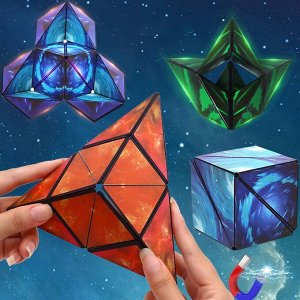 Noname Магический магнитный куб Маgic Cube головоломка. Космический ледник, синеголубой