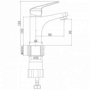 RS37-11U Смеситель одноручный (35мм) для умывальника монолитный, хром