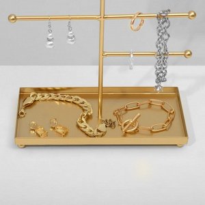 Подставка для украшений с местом для хранения «Круг ажурный», 20x10x34,5 см, цвет золото