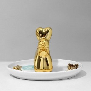 Подставка универсальная керамика «Собака» 13x12, цвет бело-золотой