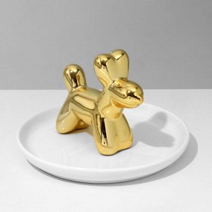 Подставка универсальная керамика «Собака» 13x12, цвет бело-золотой