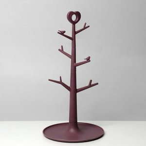 Подставка для украшений «Дерево с сердцем», 18,3x36 см, цвет тёмно-розовый