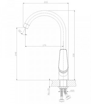 Смеситель Смеситель (35 мм) одноручный д/кухни с высоким поворот.изливом 330 мм, Бежевый S35-23LM328