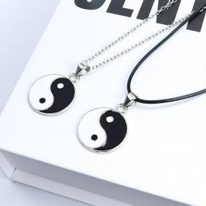 Кулон на шнурке "Инь-ян", цвет чёрно-белый в серебре, 45см