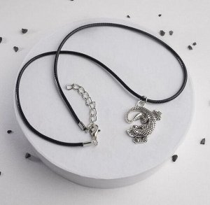Кулон на шнурке "Ящерица", цвет чернёное серебро, 40см