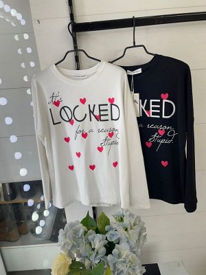 Лонгслив женский с принтом в виде сердец