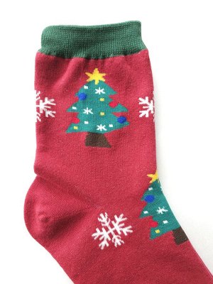 Женские носки с новогодней тематикой, высокие. Ю.Корея.