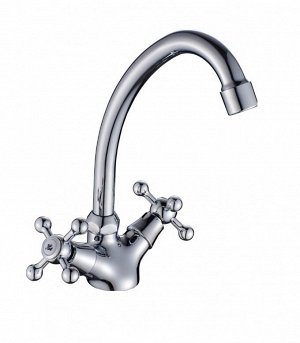 Decoroom DR49028 Смеситель двуручный для кухни с повортным изливом, хром