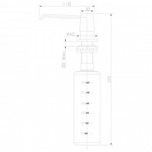 AC-22P-Beige Дозатор для жидких моющих средств, врезной, цинк-пластик, бежевый
