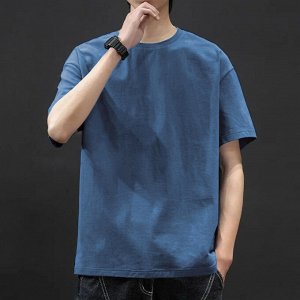 Мужская однотонная футболка, синий