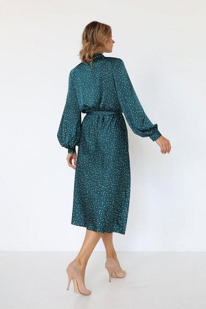 Шелковое платье миди с юбкой-трапеция, цвет мультиколор