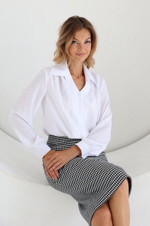 Блузка с длинным рукавом, цвет белый