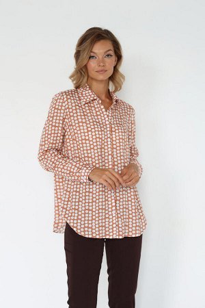 Рубашка со складкой и полукруглым низом, цвет мультиколор