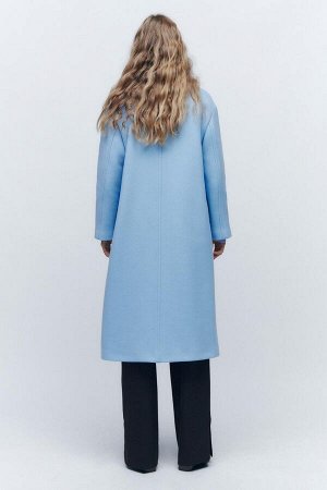 Женское длинное голубое пальто