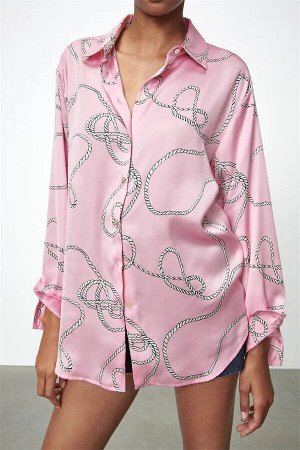 Женская розовая блуза с принтом