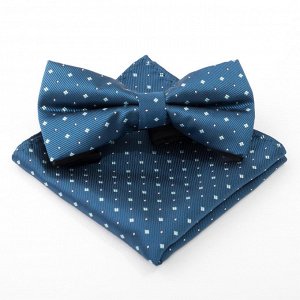 Набор мужской: галстук-бабочка 12х6, платок 21х21, морская волна, п/э