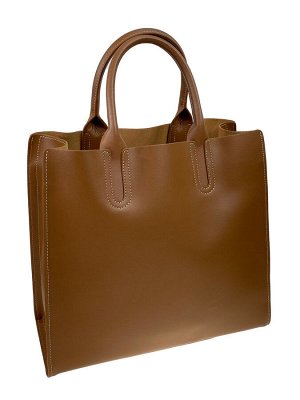 Женская сумка тоут из натуральной кожи, цвет светло коричневый