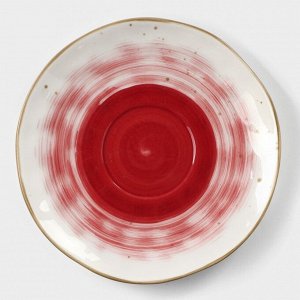 Блюдце фарфоровое Доляна «Космос», d=16 см, цвет красный