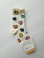 Носки женские с сердечками, БЕЛЫЕ. KIKYA. Ю. Корея.