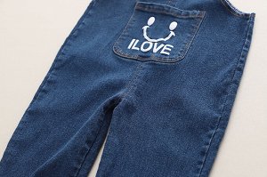Детский костюм для мальчиков: джинсовый комбинезон и свитшот, цвет серый/синий