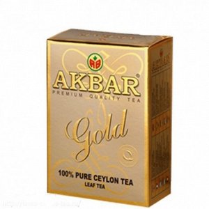 Чай АКБАР GOLD FBOP 100г сред.лист зол.картон