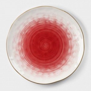 Тарелка фарфоровая Доляна «Космос», d=27,5 см, цвет красный