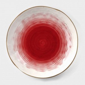 Тарелка фарфороваялубокая Доляна «Космос», 550 мл, d=21,5 см, цвет красный