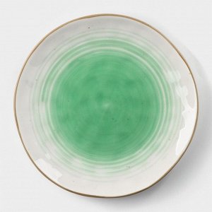Тарелка фарфоровая Доляна «Космос», d=19 см, цвет зелёный