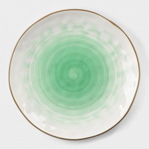 Тарелка фарфоровая Доляна «Космос», d=21,2 см, цвет зелёный