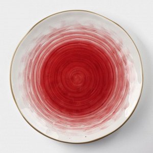 Тарелка фарфоровая Доляна «Космос», d=21,2 см, цвет красный